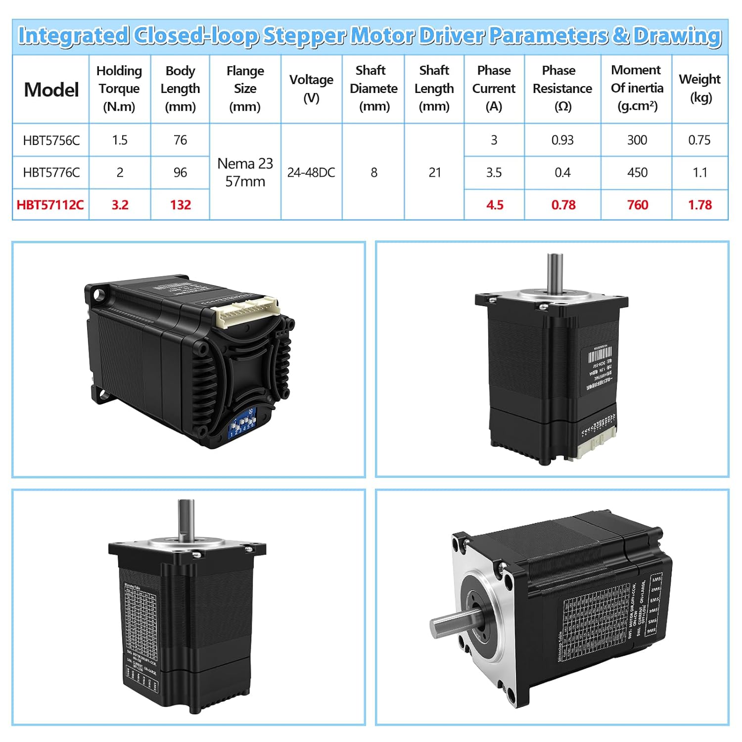 Linear Rail Slide Linear Motion Stage Table 3.2Nm Integrated NEMA23 57mm Closed-Loop Stepper Motor Kits 40kg Load 200mm Stroke SFU1605 Ball Screw Linear Actuator for CNC