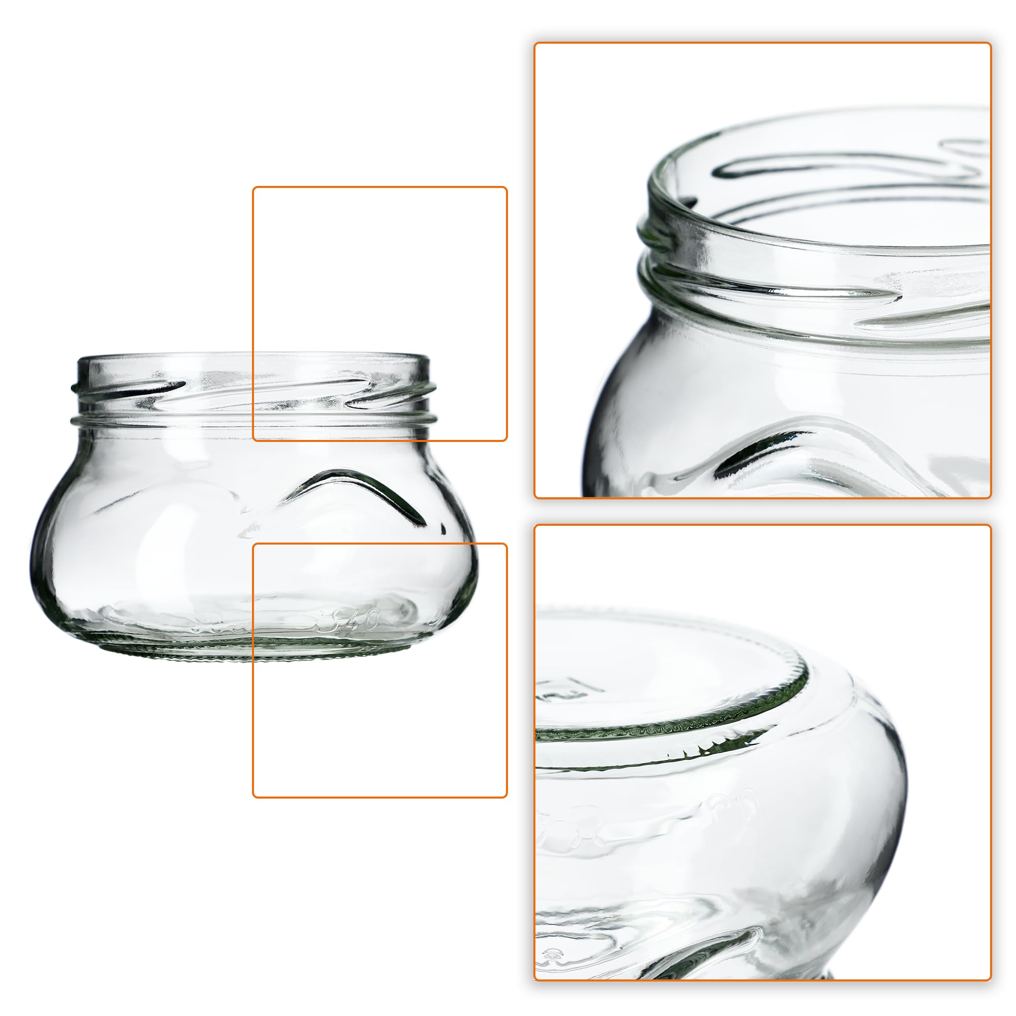 KADAX Set di 50 vasetti per marmellata in Vetro 300ml Ø82 Fiori – Tappo a Vite ermetico, per marmellate, Miele, confetture e bomboniere