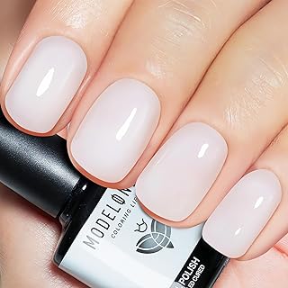 modelones Milky White Gel Nail Polish Nail Polish Natural Color Translucent Jelly Soak Off LED Clear Coat Soap Nails Art White French Gel Polish15 ML