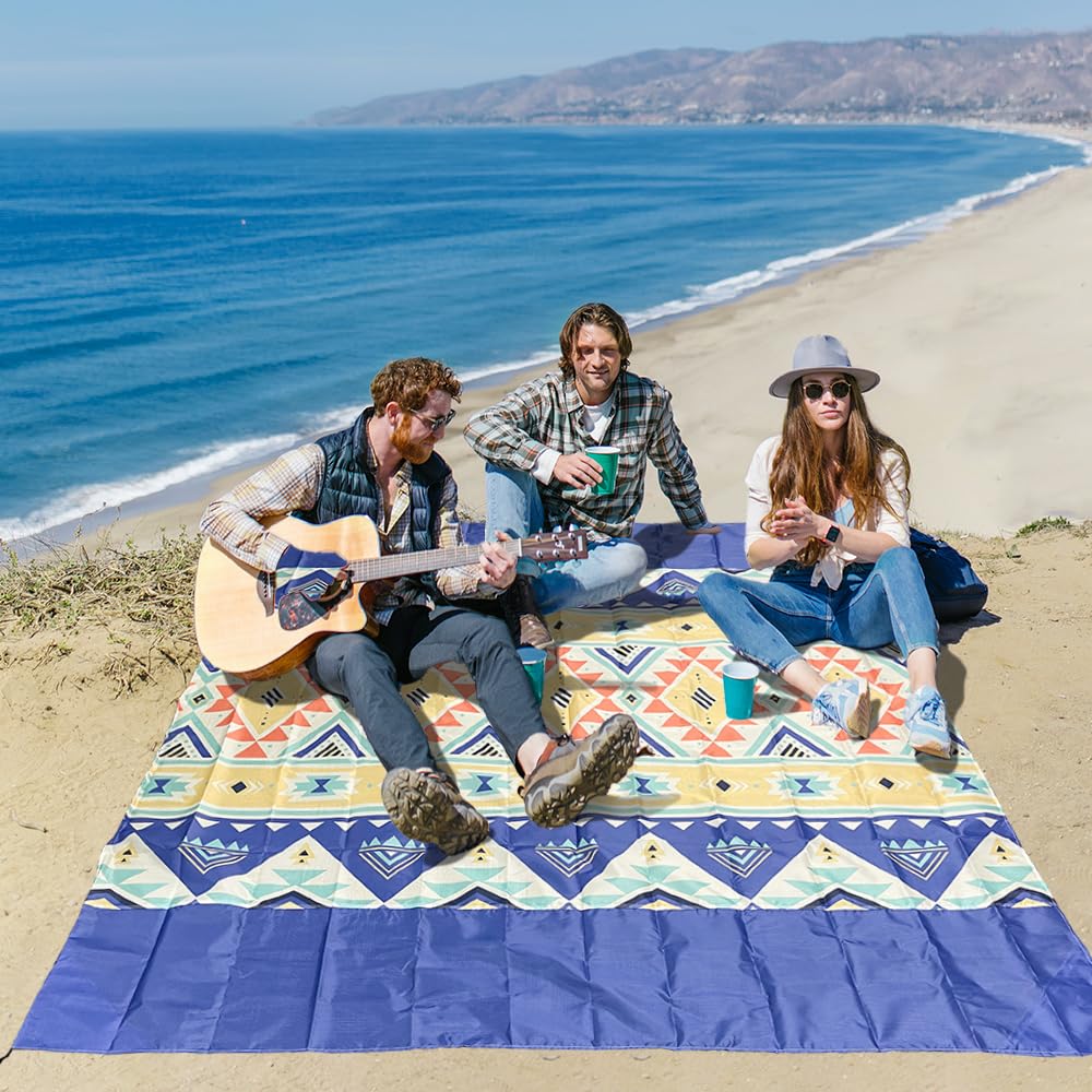 Coperta Da Spiaggia Extra Large Antisabbia E Impermeabile – 210x200 Cm, Con Pioli E Custodia, Per Picnic E Campeggio