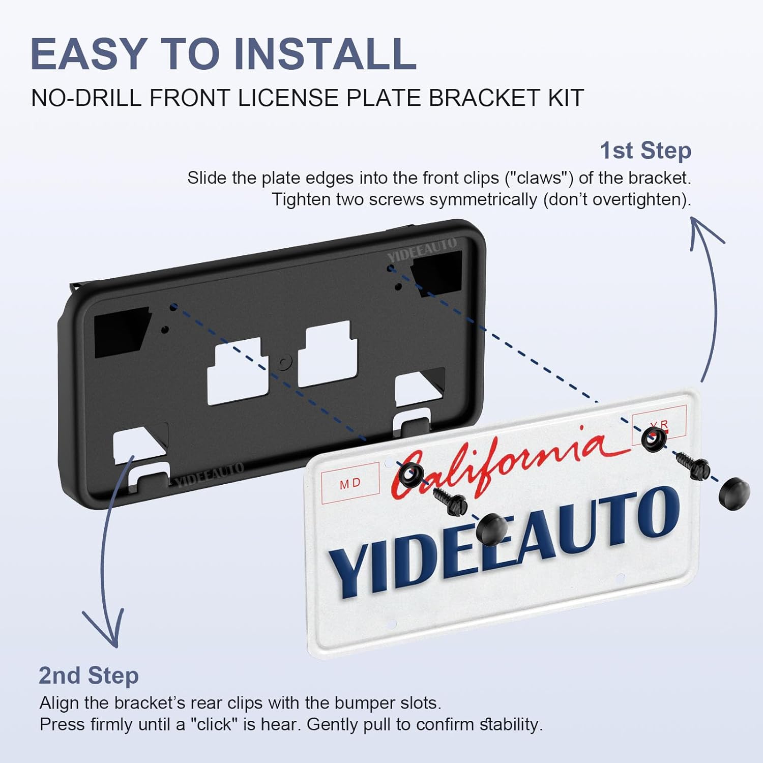 License Plate Bracket for 2021 2022 2023 Ford F-150 Accessories, Front Bumper Mount Frame Holder No-Drill fits 3.3L 5.0L ML3Z-17A385-AB FO1068185