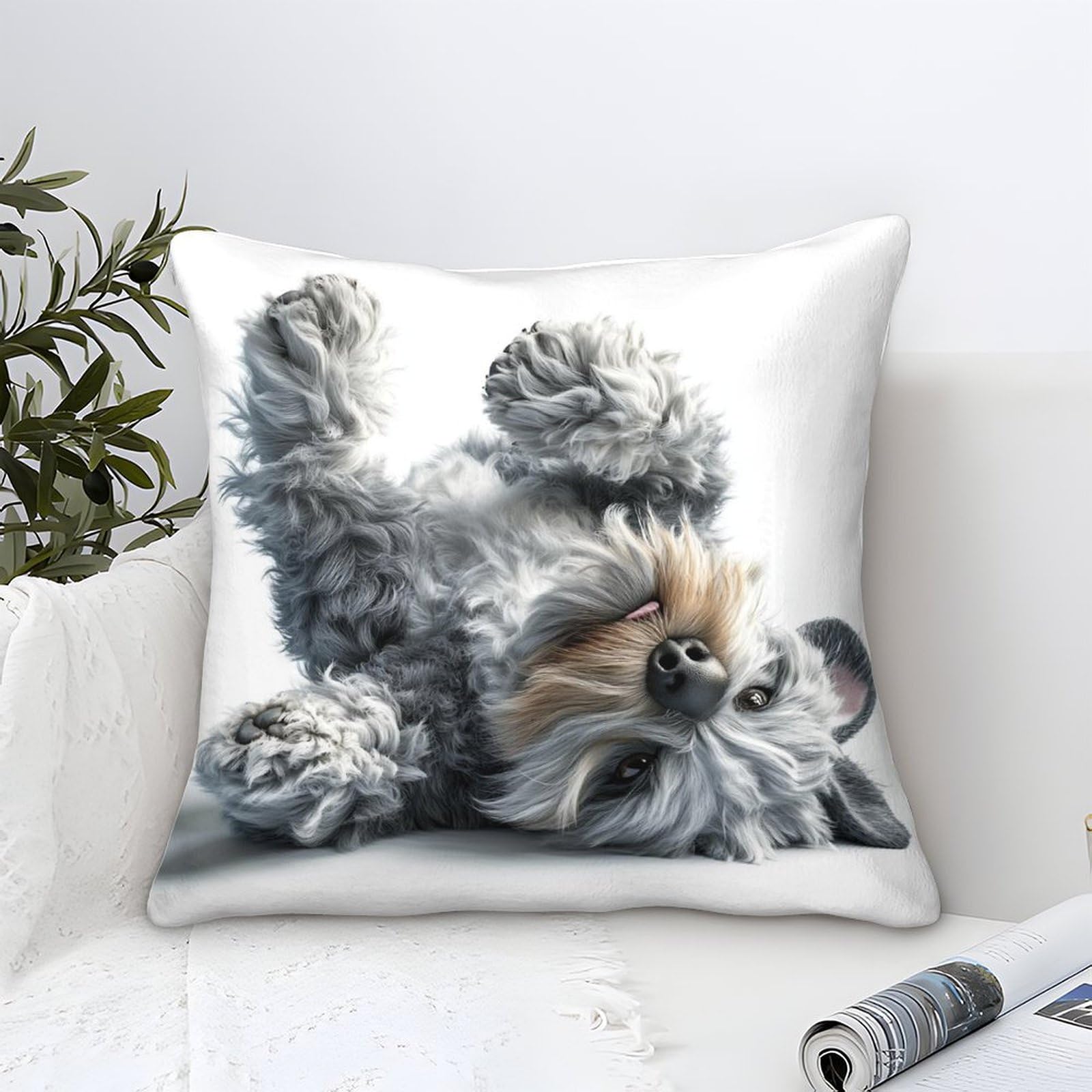 Yyvkpmlxc Style-7 Cushion Cover Schnauzer Dog Modern Art Decorative,Adorable Dog Breed Pattern Square Pillow Cases Soft Polyester Throw Pillow Cover For Sofa Garden Bed Couch Cushions 45X45cm