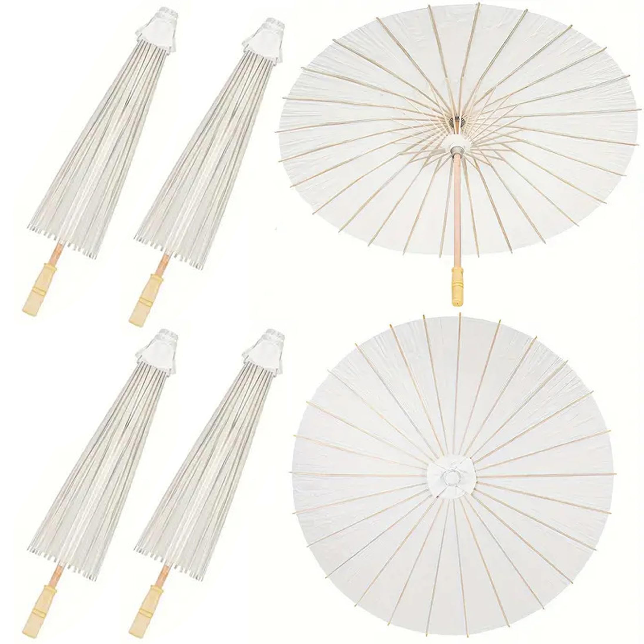 Sombrillas de papel para boda, 6 sombrillas de boda para invitados, parasol y sombrillas decorativas, color blanco, diámetro de 84 cm