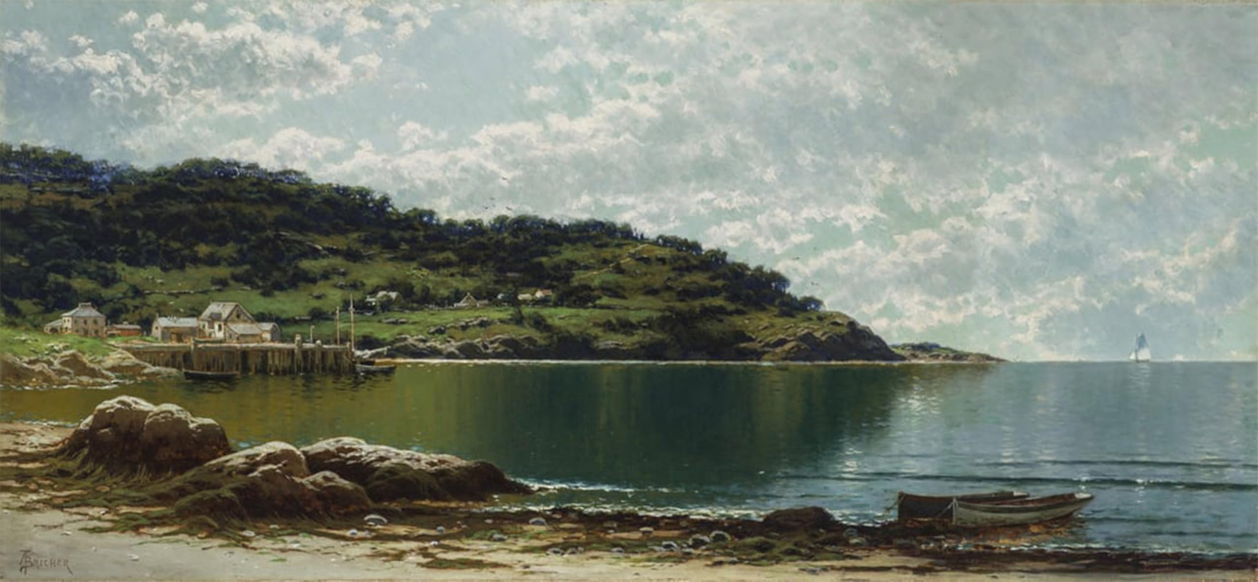 ARTXLXXBN Famous Print Painting Colorful Art Print Along the Maine by Alfred Bricher Canvas Art Decorations for Home Decor 60x90cm