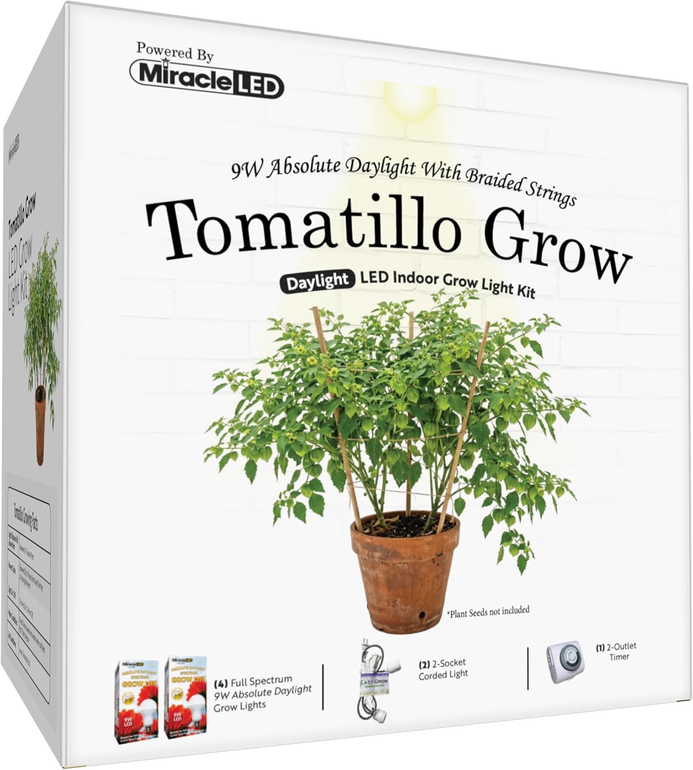 Miracle LED Absolute Daylight Full Spectrum, Tomatillo Starter Grow Light Kit (Braided 2-Socket) 2PK