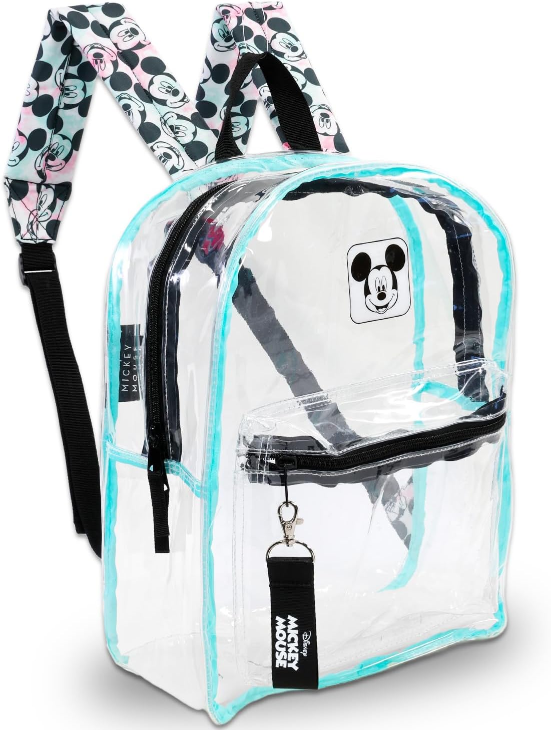 Disney Mickey Mouse Clear Backpack Set - Bundle with 16" Transparent Backpack Removable Laptop Pouch Plus Water Bottle | Mickey Mouse Laptop Bag for Teens, Adults