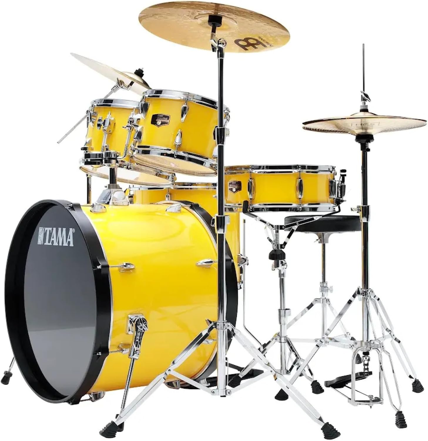 Tama Imperialstar IE52C 5-piece Complete Drum Set with Snare Drum and Meinl Cymbals - Electric Yellow