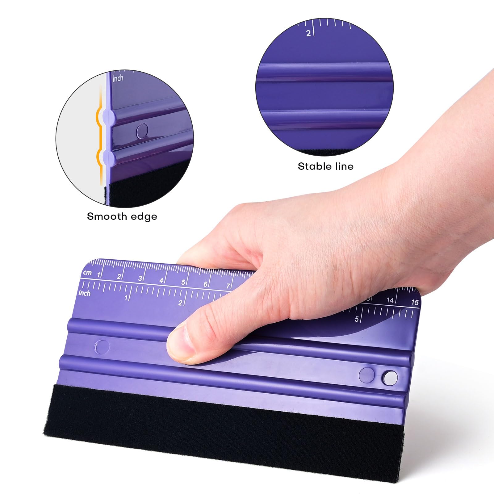 NEWISHTOOL Filzrakel für Vinylfolie und Messung mit verschiedenen Größen, violetter Lineal, Schaber, Kohlefaser, Autofolie, Anwendung, Fenstertönung, PPF, Installation, Tapete, Glättungswerkzeuge, 2