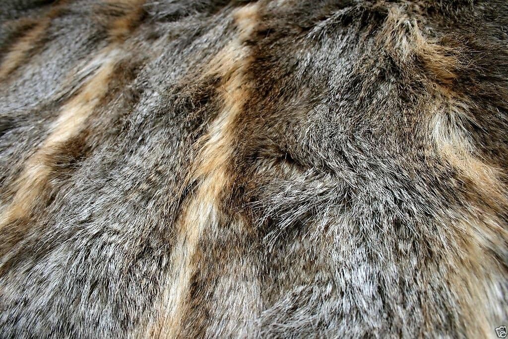 Crs Fur Fabrics Beige Super Luxury Faux Fur Fabric Material - Wolf, 1Mtr - 150Cmx100cm - 60"X39" In
