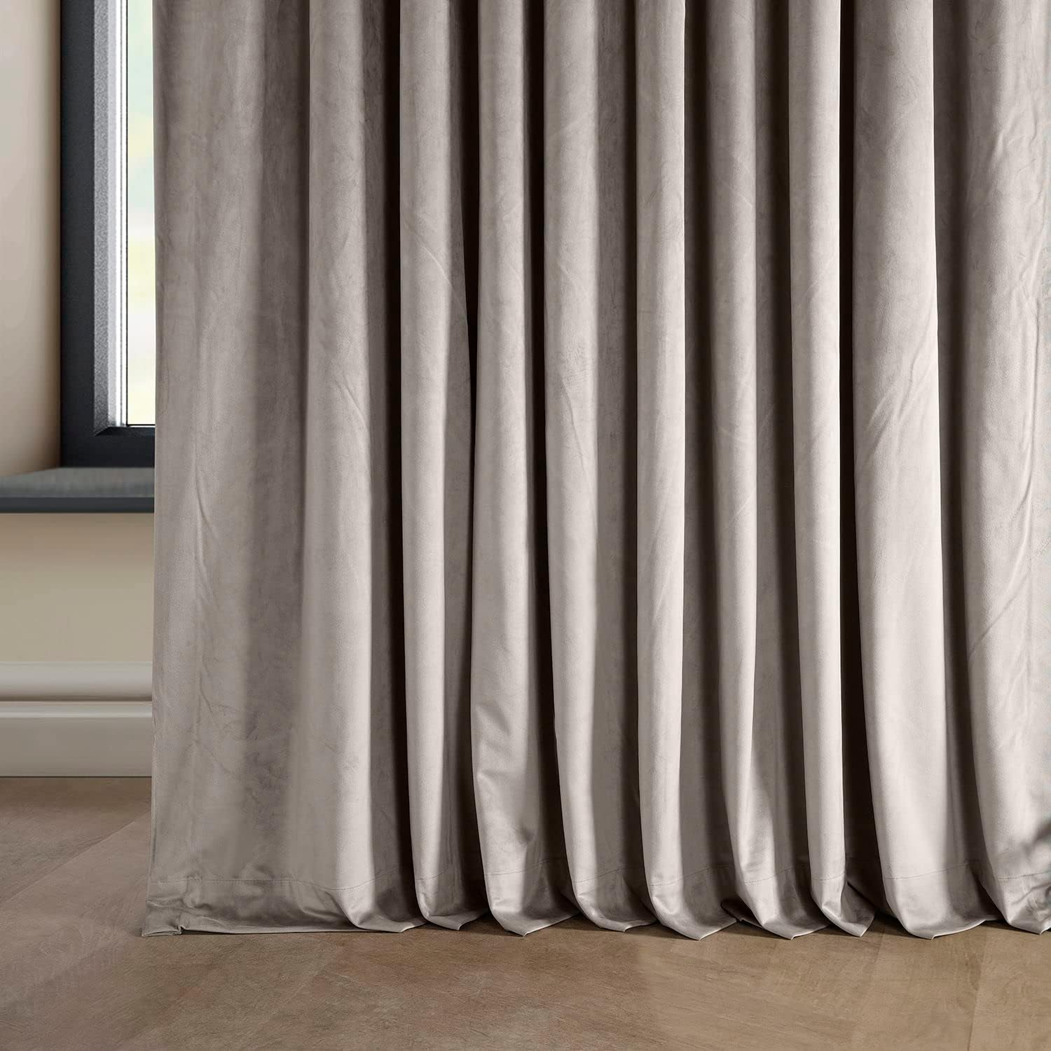 HPD Half Price Drapes Signature Plush Extra Wide Velvet Blackout Curtains for Bedroom (1 Panel), 100W X 108L Hotel Black Out Curtains for Living Room, Thermal Insulated Curtains, Library Taupe
