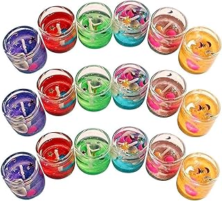 Smokeless Decorated with Gel Glass Candles/Tealight/Diya Filled with Jelly & for Party, Festivals, Diwali, Weddings Candle (Pack of 6)