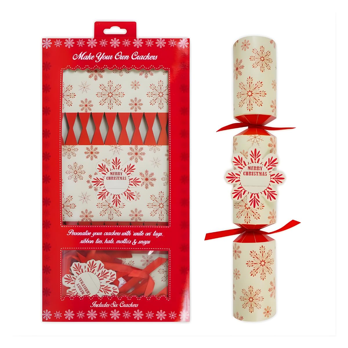 YöL Make Your Own Nordic Christmas Crackers Kit – DIY Personalised Crackers with Ribbons, Hats, Mottos, Snaps & Name Tags – Fun Family Craft Activity – Pack of 6 – 36.5 cm Paper Crackers