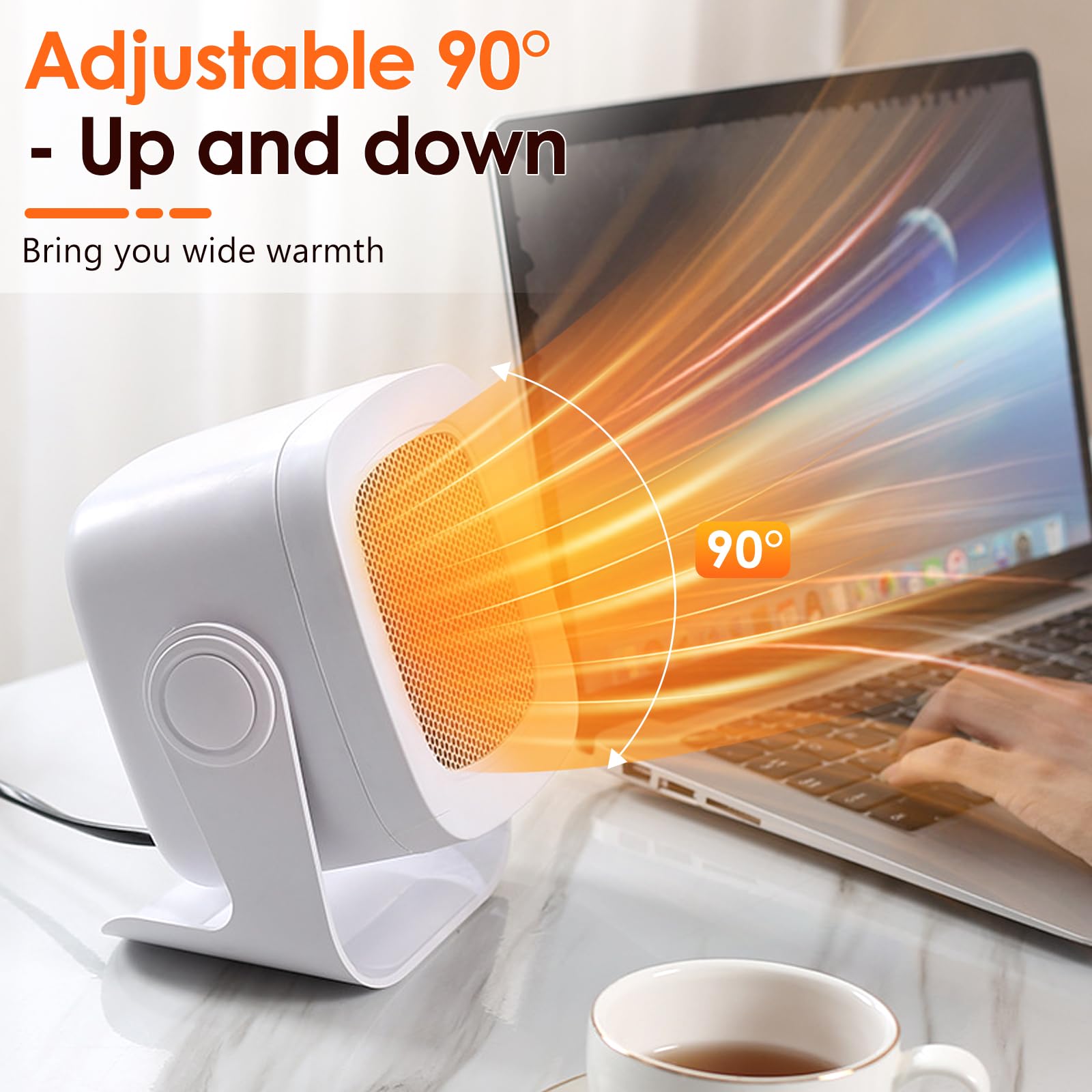 Chauffage Soufflant, PTC Mini Chauffage Electrique Oscillation à 90°, Chauffage électrique avec 2 Modes, Chauffage d'appoint Compact, Portatif Chauffage pour Salon, Chambre et Bureau