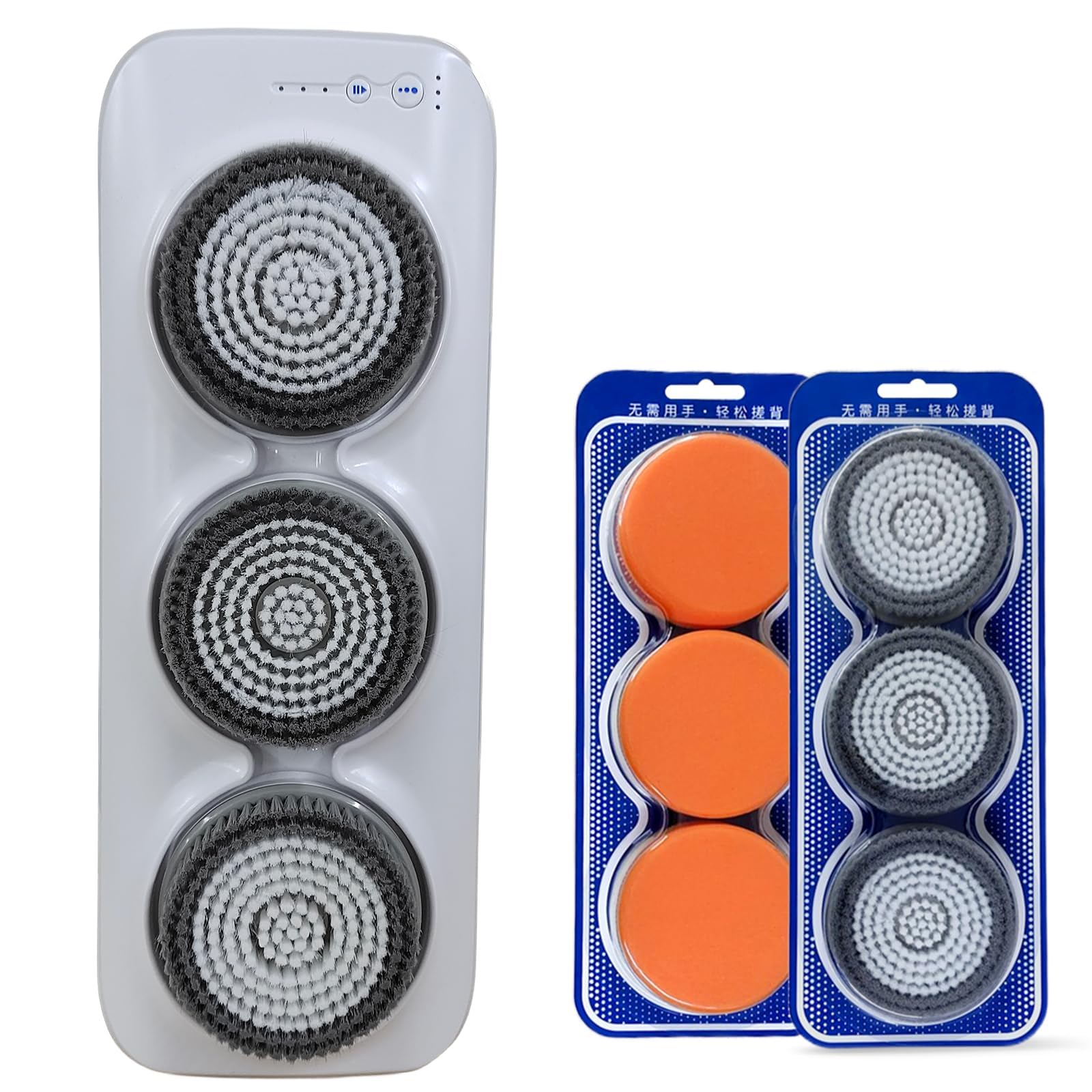 Depurador de espalda montado en la pared, rotación automática de 360°, piel limpia y profunda, ajuste de 3 velocidades, resistente al agua IPX7, para exfoliar, limpieza profunda y masaje de espalda
