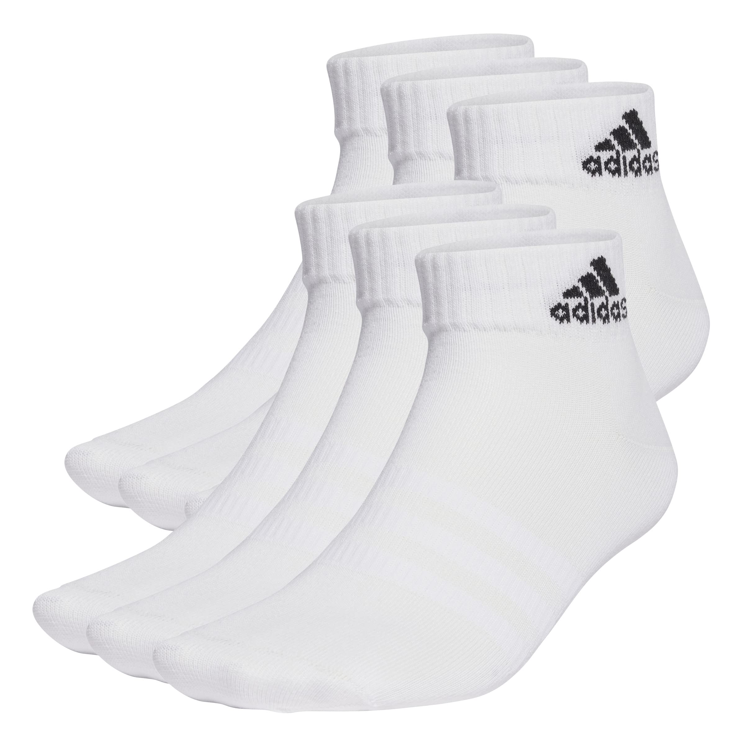 adidas Unisex Thin and Light Sportswear Ankle Socks 6 Pairs, White/Black, 13-14.5