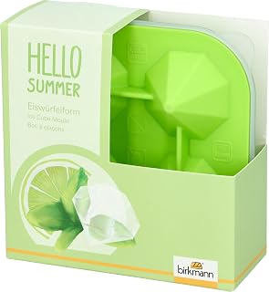 Birkmann 255081 - Molde de silicona para cubitos de hielo (13,5 x 13,5 cm, 4 unidades), color verde