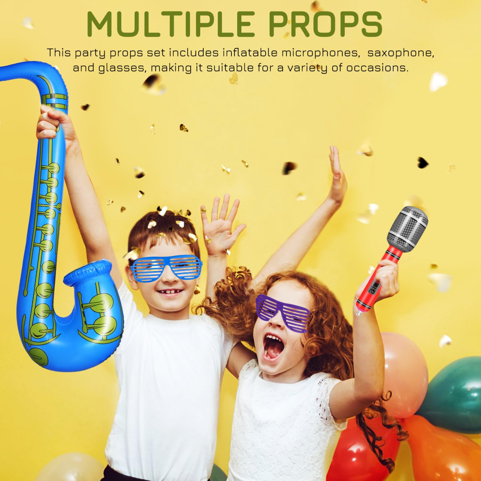 Toyvian Saxophone Inflatable Microphones 12-Piece Party Game Props Inflatable Instruments PVC Material for Music Party Decorations