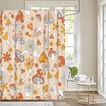 Decorative Peach Shower Curtain Waterproof Polyester Fabric, Home Bathroom Decor Fruits Hanging Curtain with Hooks 72 by 72 Inch, Hotel Quality, Machine Washable