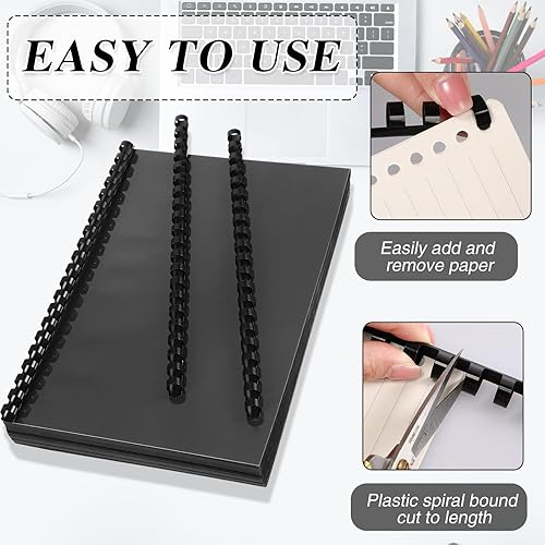 Miniatura 5 de Seajan Juego de 250 tapas de encuadernación y peines, papel de encuadernación de 8.5 x 11 pulgadas, 50 peines de encuadernación negros, 100 piezas