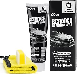 NUAN Car Scratch Remover Wax, Universal Premium Polishing Compound for Deep Scratches, 4 fl oz (120 ML), with Sponge and Cloth,White,NUAN scratch removal wax