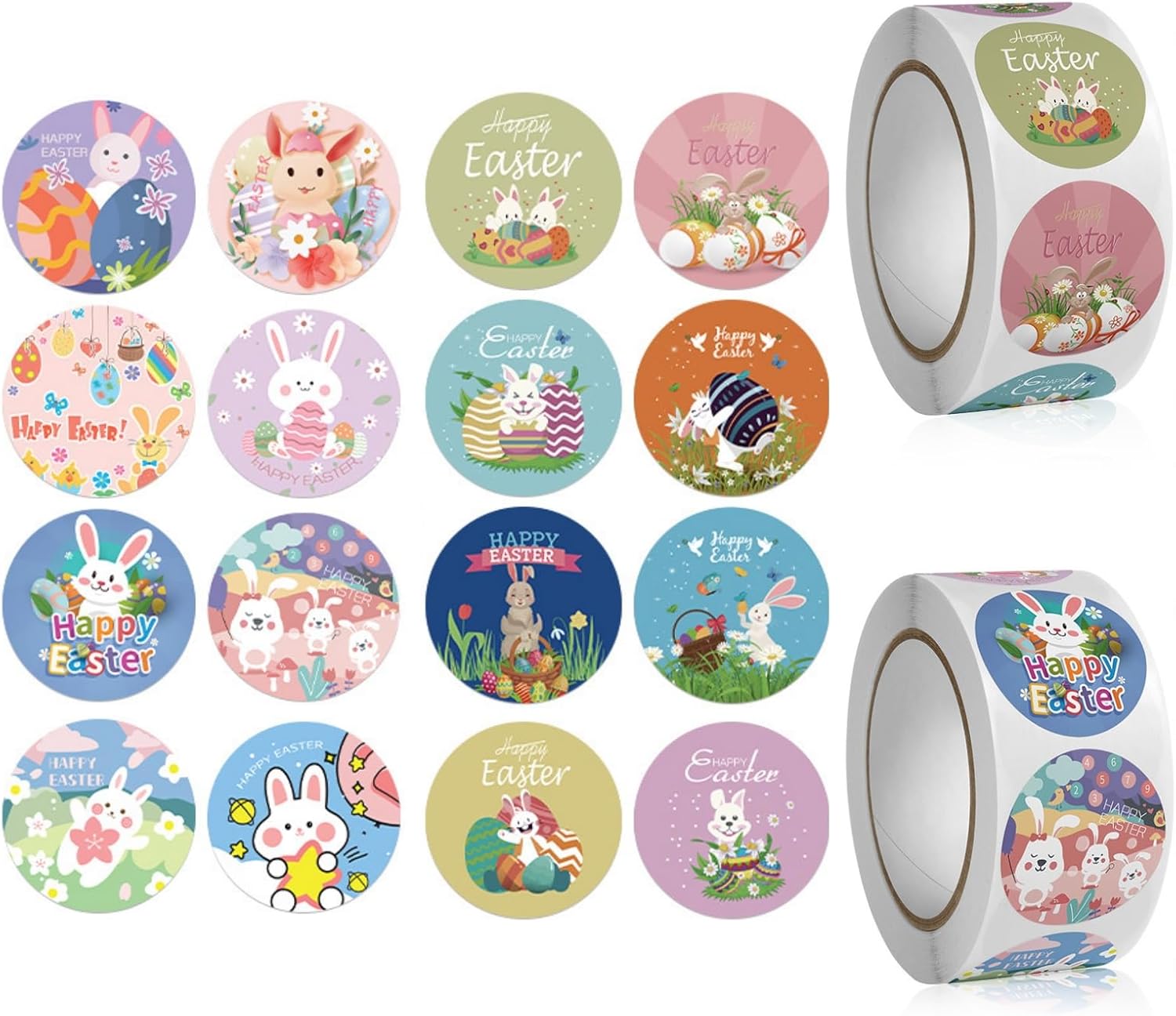 Easter Stickers 1000 Pcs 1 Inch Easter Stickers for Kids Envelope Seals Happy Easter Labels Multicolor, Self-Adhesive, Waterproof for Packaging Crafts Cards