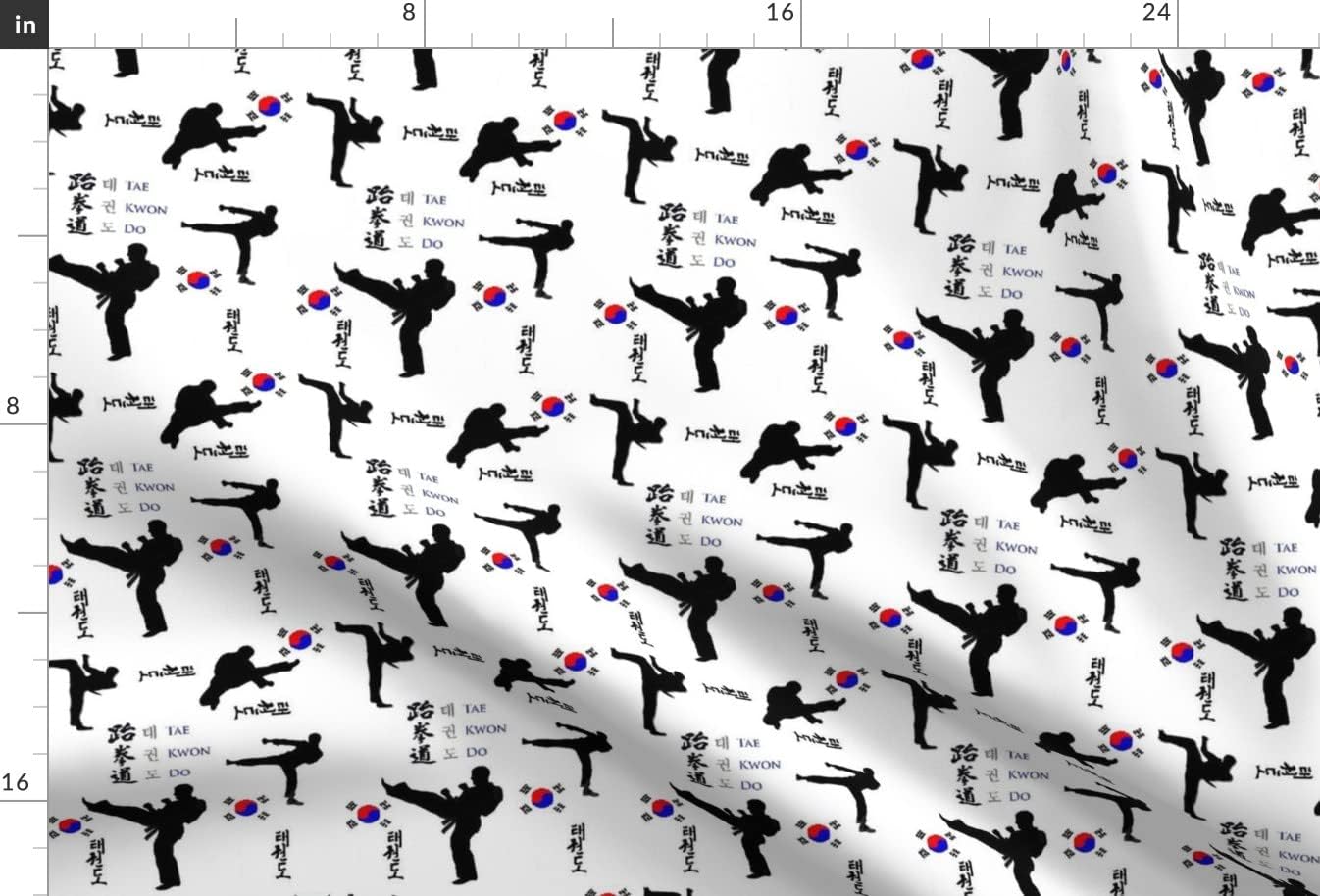 Spoonflower Fabric - Taekwondo Martial Arts Korean Fitness Health Sports Printed on Minky Fabric by The Yard - Sewing Baby Blankets Quilt Backing Plush