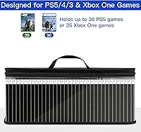 Vista 3 de Video Games Storage Bag Compatible with PS5 PS4 PS3 Xbox One Games, Portable Carrying Case Holds Around 30-35 Game Discs, TPU Clear Games Holder