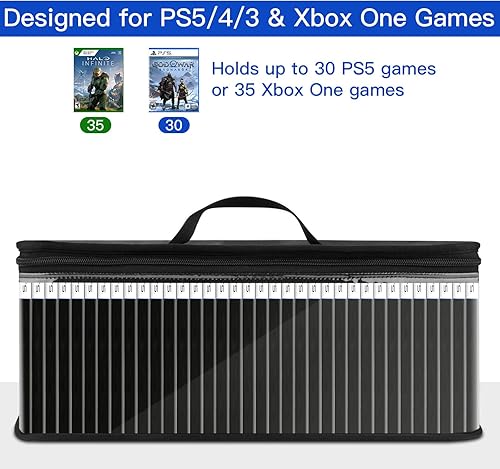 Miniatura 3 de Video Games Storage Bag Compatible with PS5 PS4 PS3 Xbox One Games, Portable Carrying Case Holds Around 30-35 Game Discs, TPU Clear Games Holder