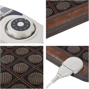Far Infrared Amethyst Jade Tourmaline Crystal Heat Stone Mat, Sofa Electric Heat Pad with Smart Controller, Adjustable Temperature, Heating Pad