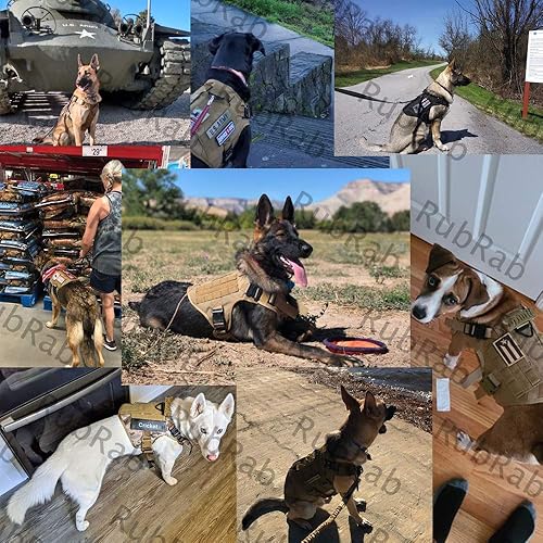 Miniatura 6 de RubRab Chaleco táctico para perro con asa, chaleco Molle de entrenamiento militar con hebillas de metal y paneles de bucle, arnés de servicio para