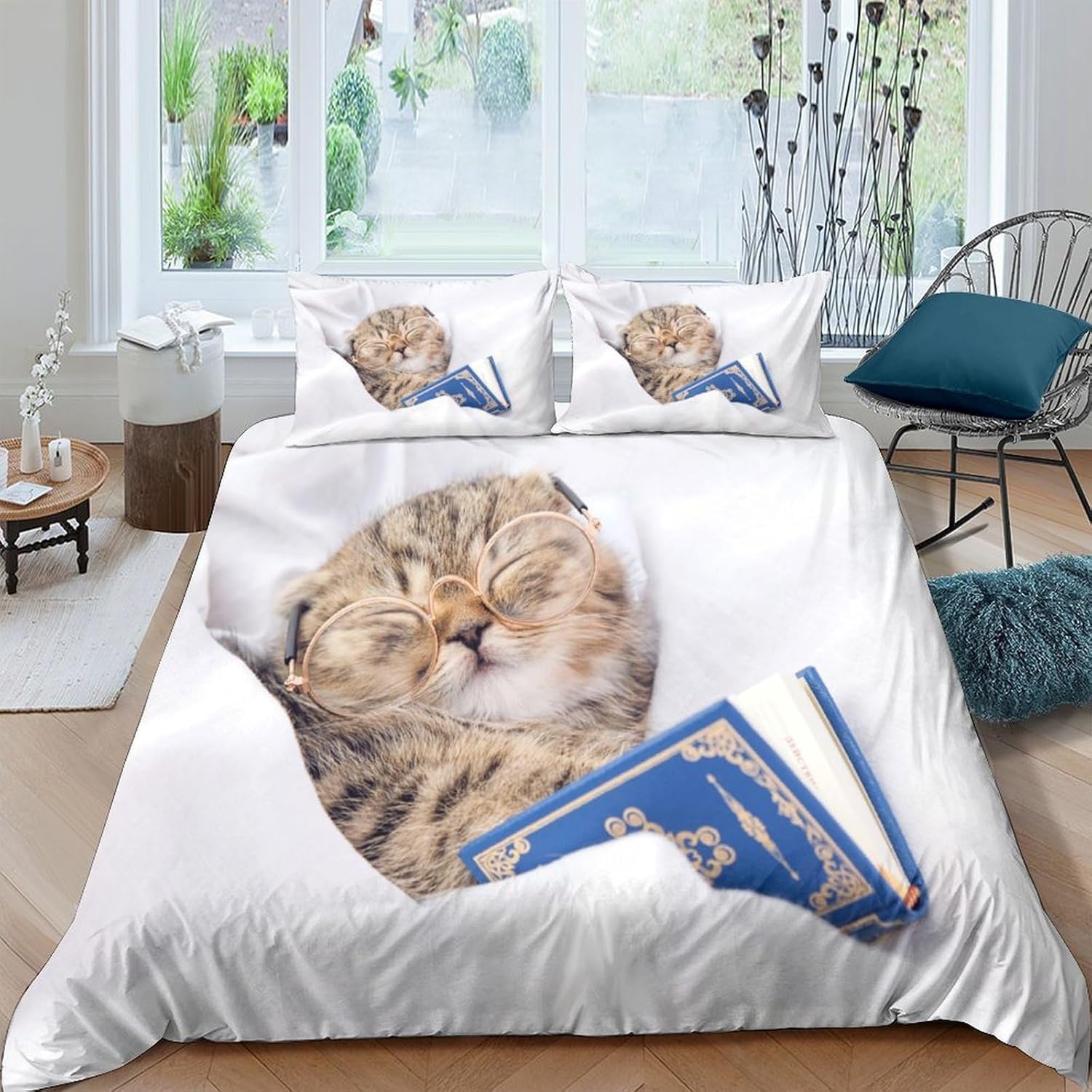 Housse de couette 240x260 chat avec fermeture éclair pratique