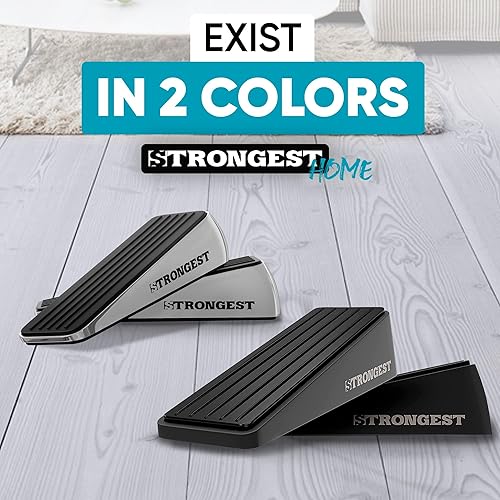 Vista 54 de Strongest Home Cuña de tope de puerta resistente (6 piezas cromadas), tope de puerta de goma antideslizante y metal para puertas pesadas, funciona