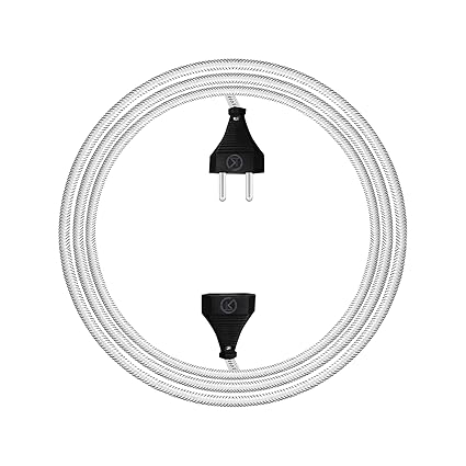 klick Gadgets 2 Pin Nylon Thread | Expandable Electric Wire Extension with 2.5 Mtrs. Wire | Silver Colour