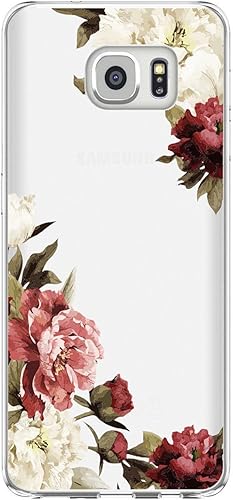 Miniatura 2 de Funda para Galaxy S7 Edge, S7 Edge con flores, delgada, a prueba de golpes, transparente, patrón floral, suave, flexible, TPU trasero, cubierta