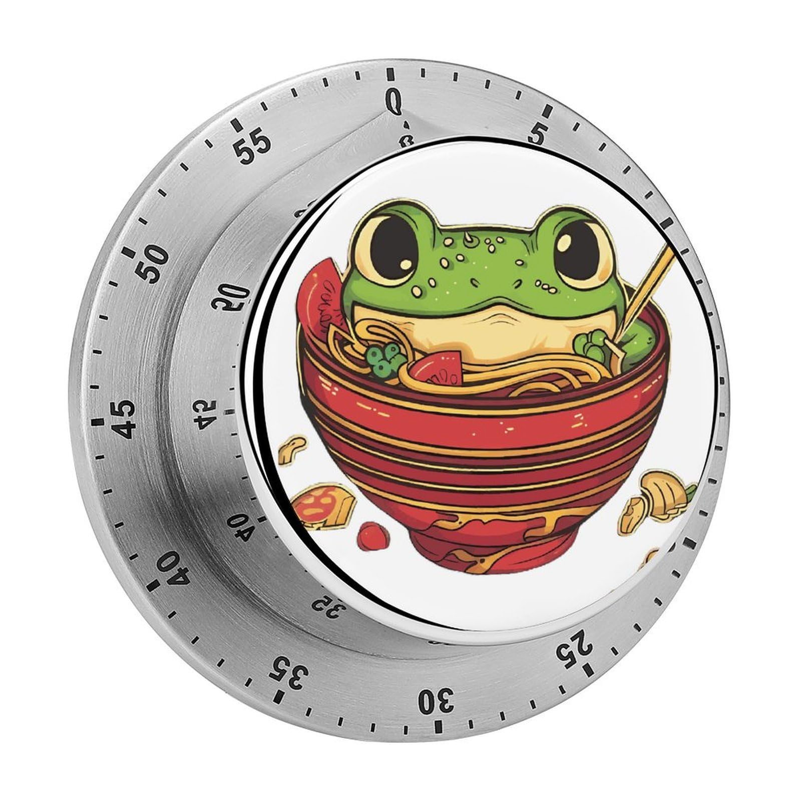 Kawaii Frog Eating in Ramen Bowl Mechanical Rotary Timer, Used for Daily Timing