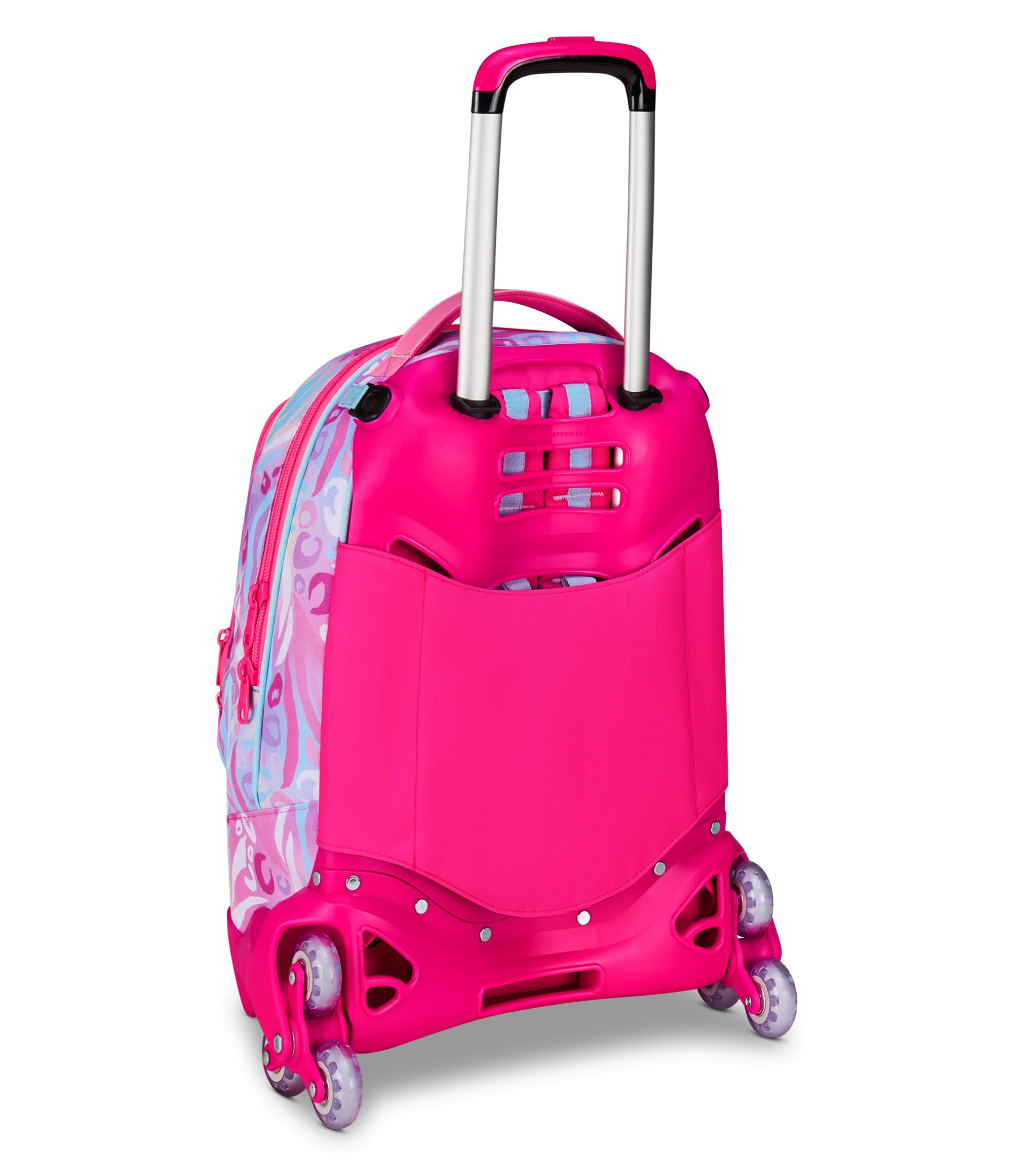 SJ GANG STYLE JAM GANG Trolley Scuola Jack 3 Ruote Plushy Rabbit, Fucsia, 3 in 1, Zaino Triplo Uso con Carrello Sganciabile, 33 L, Zaino Scuola Elementare, Zaino Bambina
