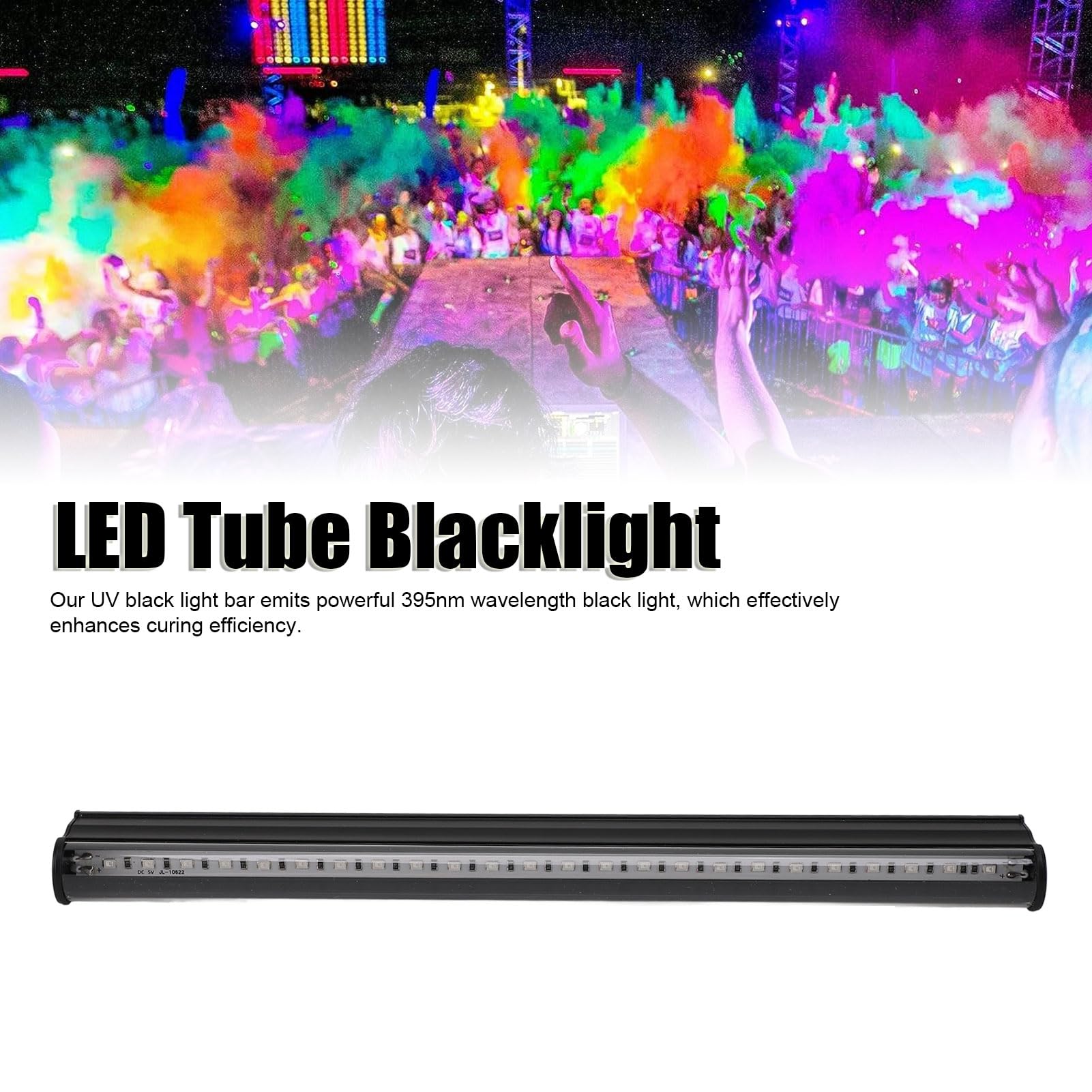 Gugxiom Potente Tubo de Luz Negra UV de 395 Nm, Alimentado por USB, 5 W, 24 LED, Perfecto para Escenarios de Fiesta Al Aire Libre, Efectos Fluorescentes y Curado de Resina