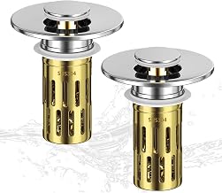 2 Pieces Bathroom Sink Plugs, 3 in 1 Sink Plug with Strainer, Push-on Plug for Bathroom Sink, Removable Filter, Concealed Drain Filter for 25-30mm Basin Holes