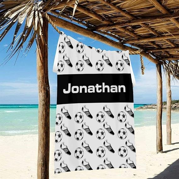 Soccer Football Personalized Beach Towels, Custom Bath Towels with Name and Number for Men Women Boy Girl Sports Team 3060 inches (Soccer 9)