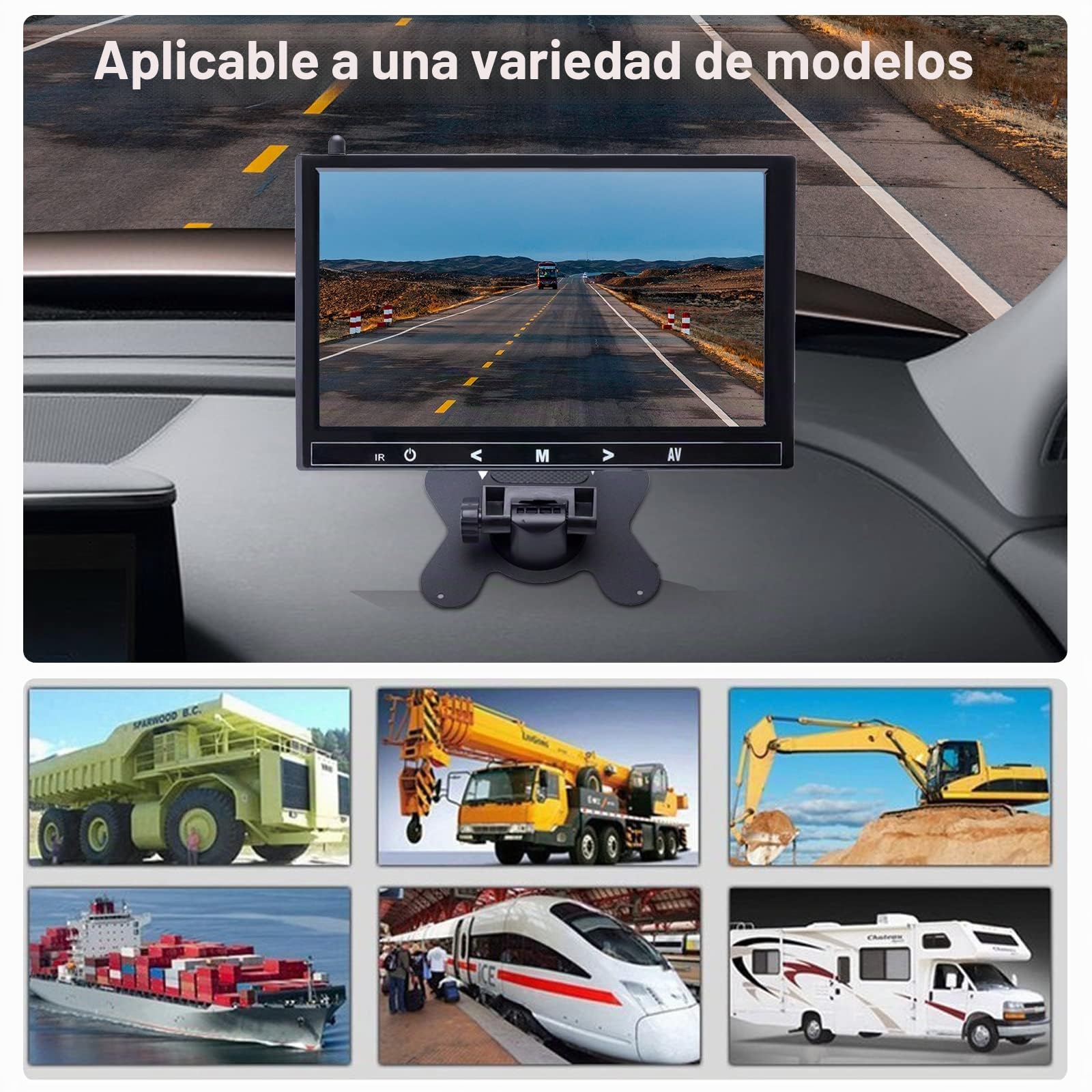 Hodozzy Cámara de Marcha Atrás Inalámbrica 4 Cámaras 9 Pulgadas Monitor Cámara Trasera Inalambrica, 18 IR Visión Nocturna Impermeable 12V-36V para Remolques, Autocaravanas, Camiones, Furgoneta