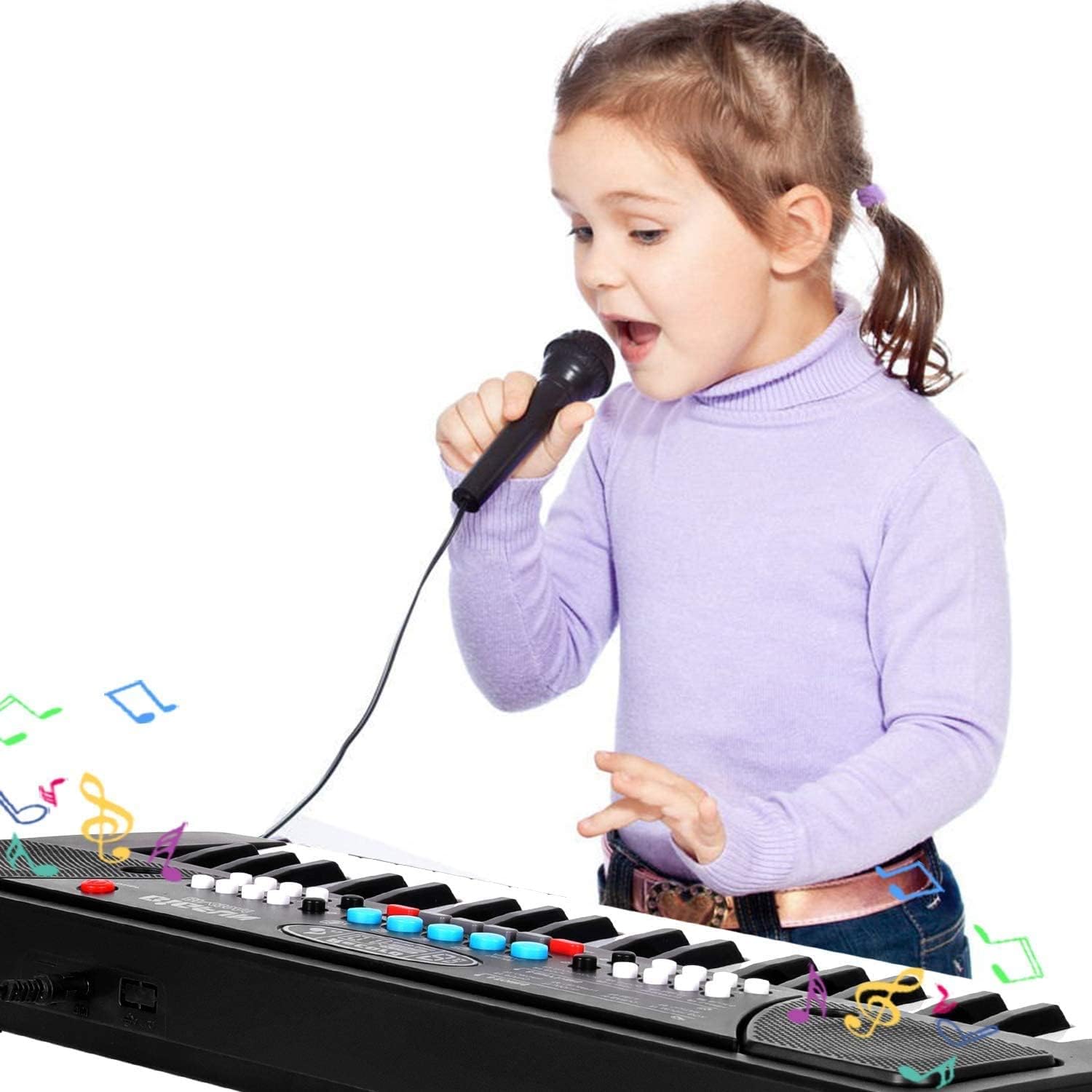 Enfants Pianos Claviers, 37 Touches Électronique Piano de Jouets avec Micro | Portable Instruments de Musique, Anniversaire Cadeau De Noël pour Tout-Petits 3 4 5 6 Ans Filles Garçons Débutant, Noir