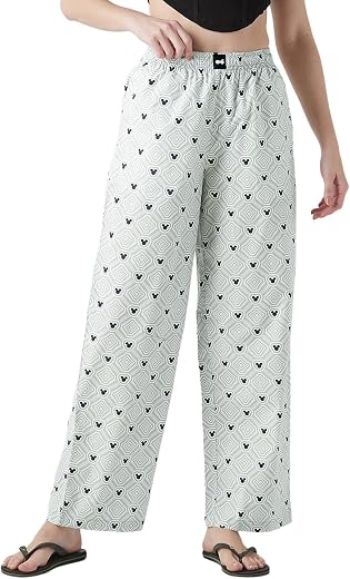 Bewakoof Women Official Disney Merchandise Mickey All Over Print Wide Leg Poplin Pyjama