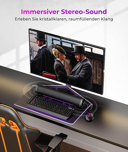 PC Speaker for Desktop, Gaming PC Soundbar, Plug & Play - USB Powered with 3.5mm AUX Port, RGB Gradient Lighting, One Button Operation, for Computer/Laptops/Monitors (USB & 3.5mm) - 2