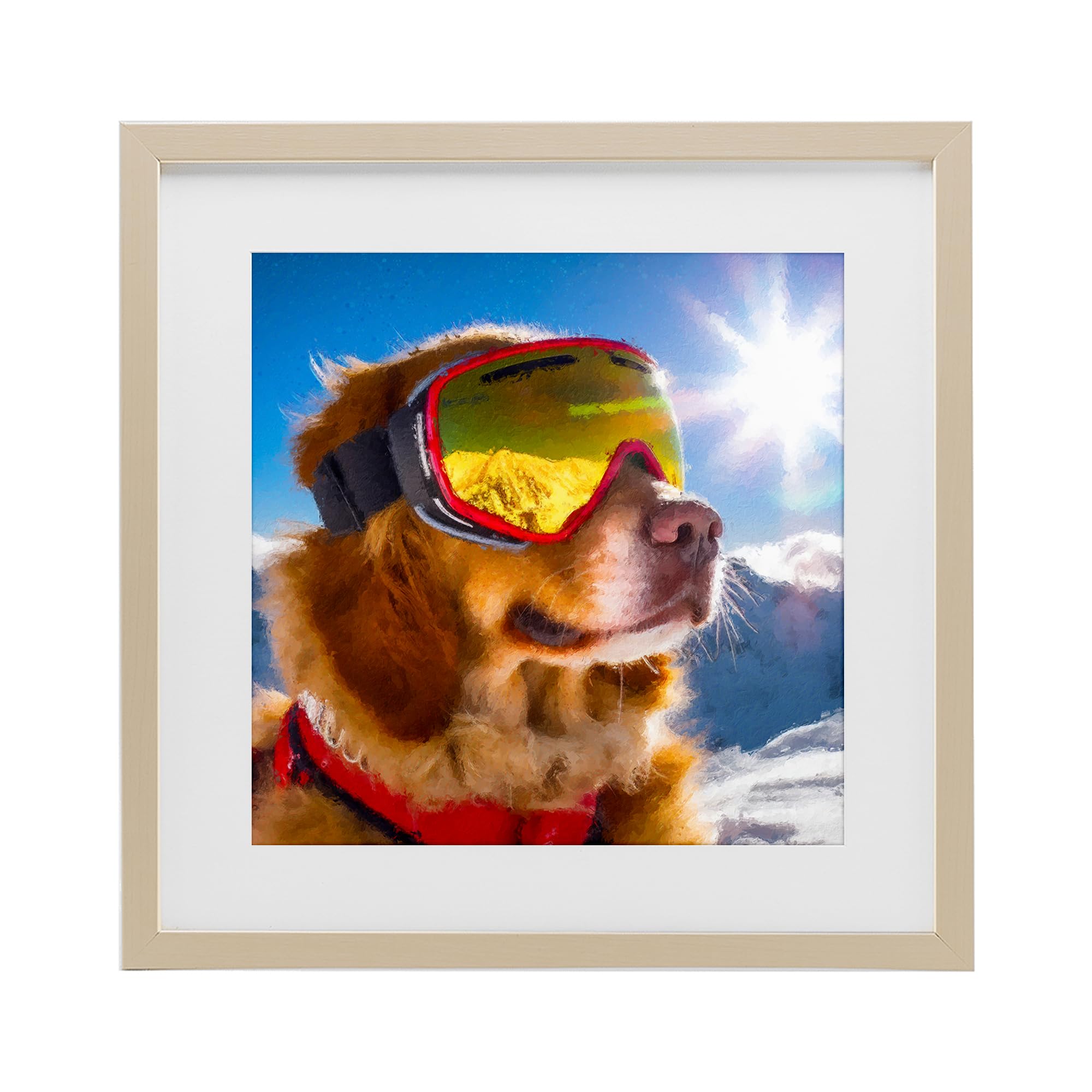Stupell Industries Ski Goggles Retriever Portrait 'Ski Goggles Retriever'| Framed Print Under Glass