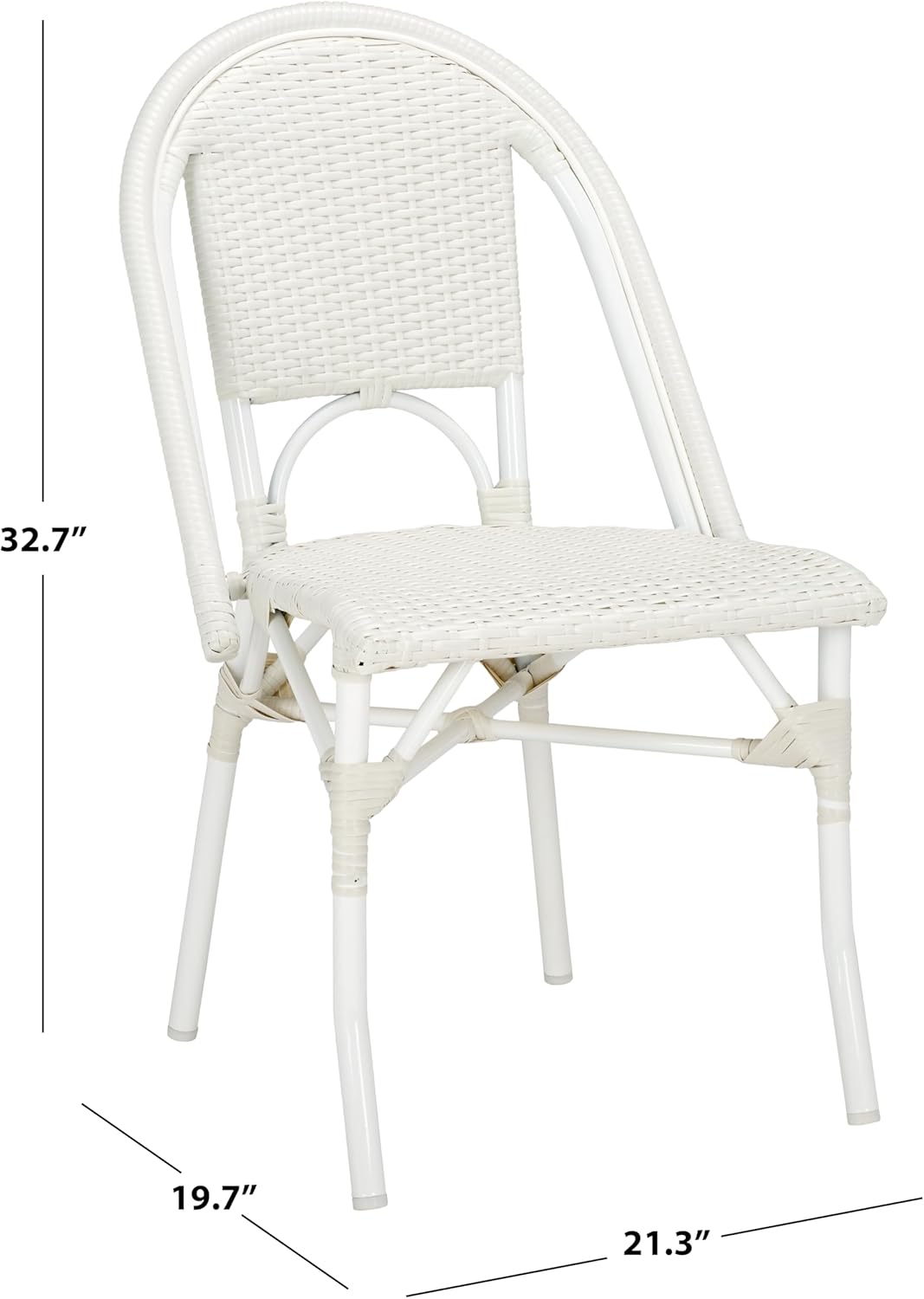 SAFAVIEH Outdoor Collection Torino White Parisian Bistro Chair Set of 2 (Fully Assembled)