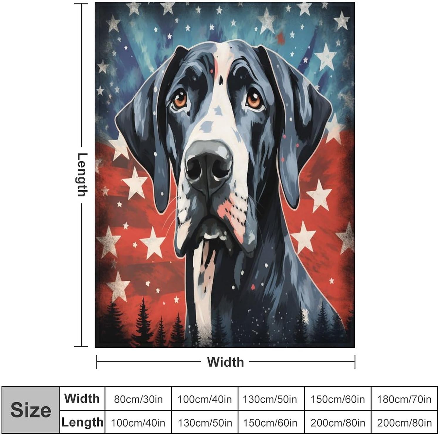 Blanket Great Dane Dog Holiday Soft Throw Blanket for Dog Lover Super Soft Flannel Throw Blanket for Bed Couch Sofa Gifts for Kids and Adults 60"x80" Christmas Blankets Plush Gift for Daughter Mom