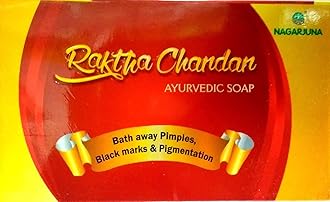 NAGARJUNA Raktha Chandan Ayurvedic Soap, Sandalwood, 75 g, Pack of 12