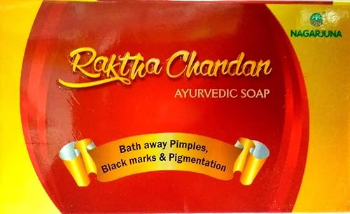 NAGARJUNA Raktha Chandan Ayurvedic Soap, Sandalwood, 75 g, Pack of 7