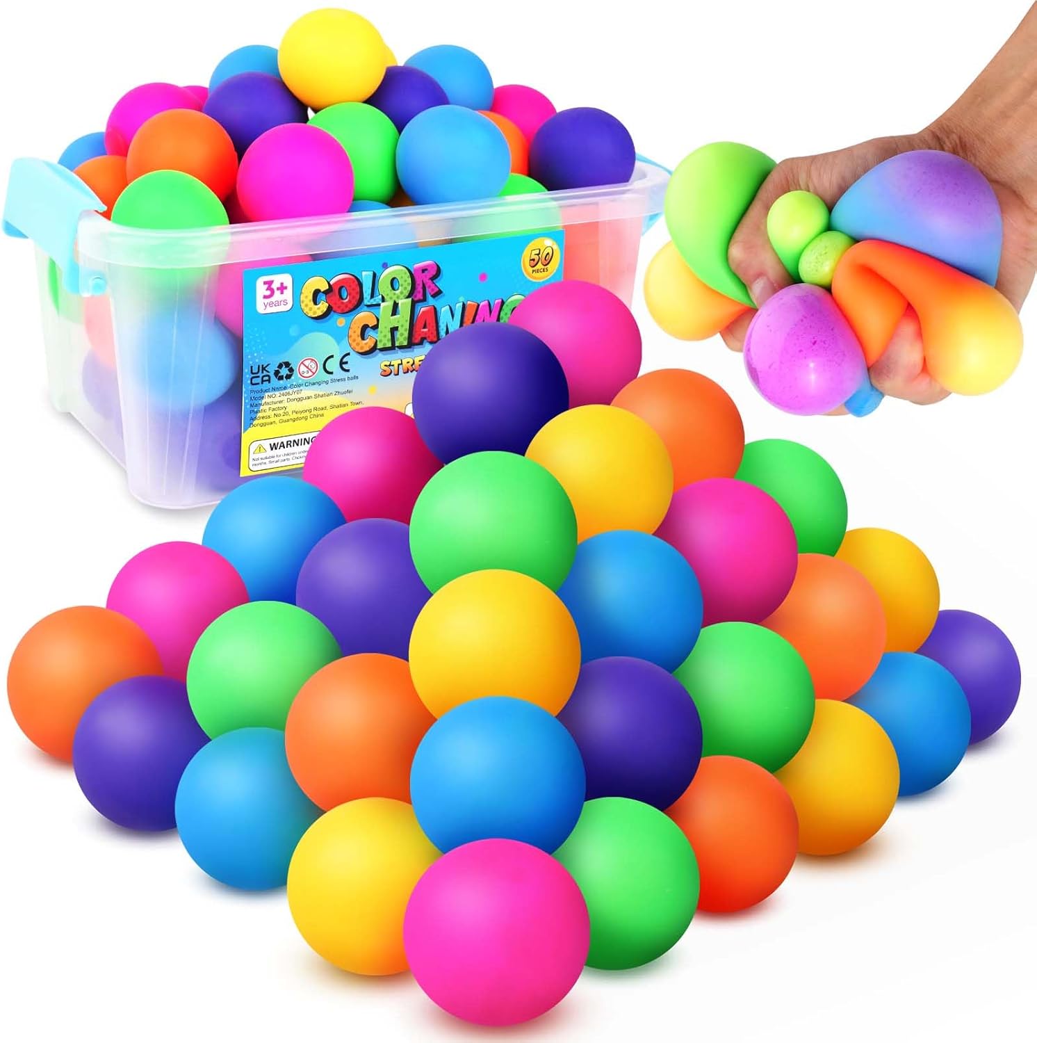 Stress Balls Bulk for Kids and Adults: 50 Pack Mini Squishy Ball for Anxiety Relief – Color Changing Sensory Ball Fidget Toys for Autistic Children, Classroom Prizes Goodie Bag Stuffers (1.8″) Stress Balls Bulk for Kids and Adults: 50 Pack Mini Squishy Ball for Anxiety Relief – Color Changing Sensory Ball Fidget Toys for Autistic Children, Classroom Prizes Goodie Bag Stuffers (1.8″)