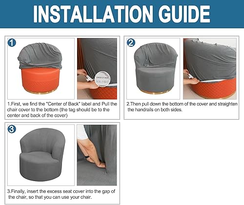 Miniatura 6 de YOCOVER Funda de terciopelo para silla giratoria de barril giratorio, funda elástica para silla decorativa de barril para sillón, funda de sofá